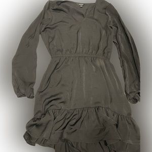 Express black long sleeve ruffle dress